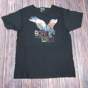 American Highway Shirt Mens Large Black Born To Be Wild Eagle Graphic Tee Soft